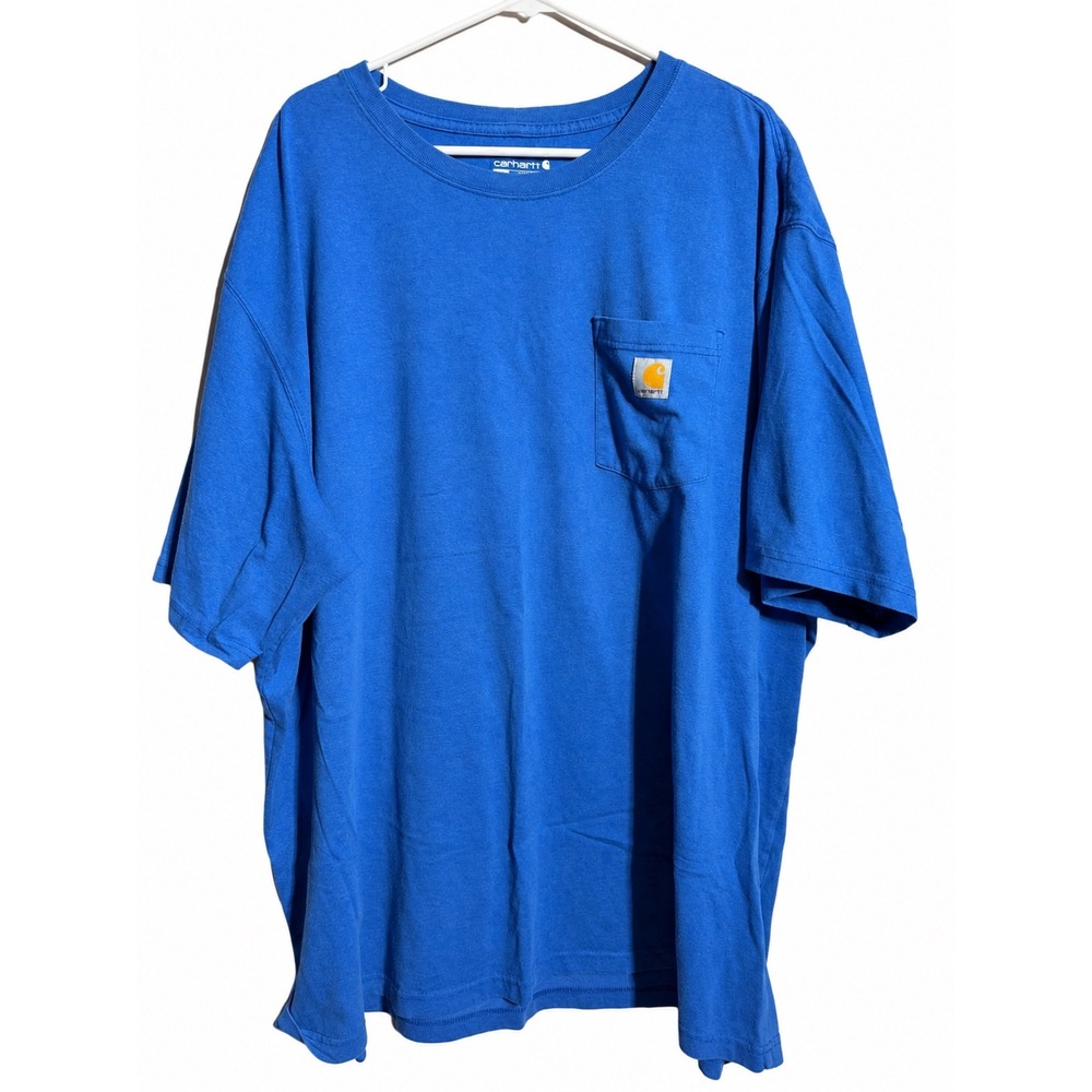 Carhartt K87 Mens Loose Fit Pocket T-Shirt Beacon Blue Heather 3XL Workwear Tee